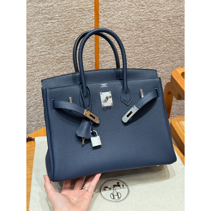 Hermes Birkin 35  in Togo leather-Navy blue
