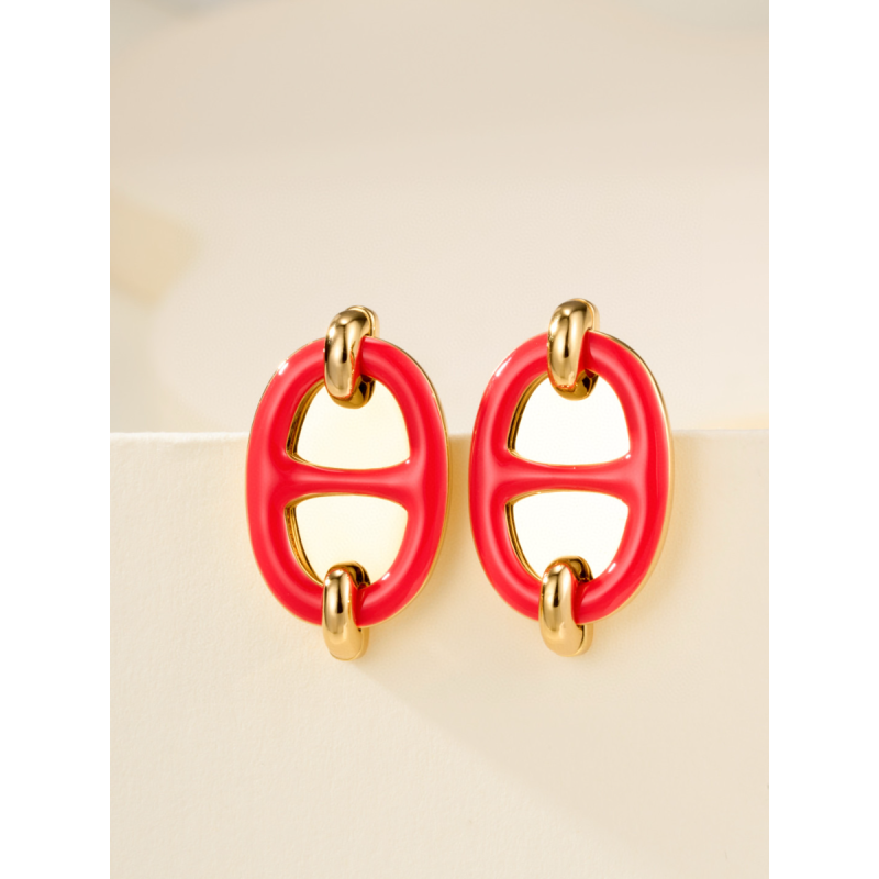 Hermes Mini Mailon Earrings-Red