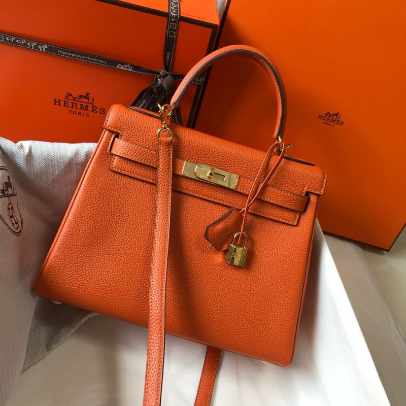 Hermes Kelly 25 / 28  in togo leather-Orange