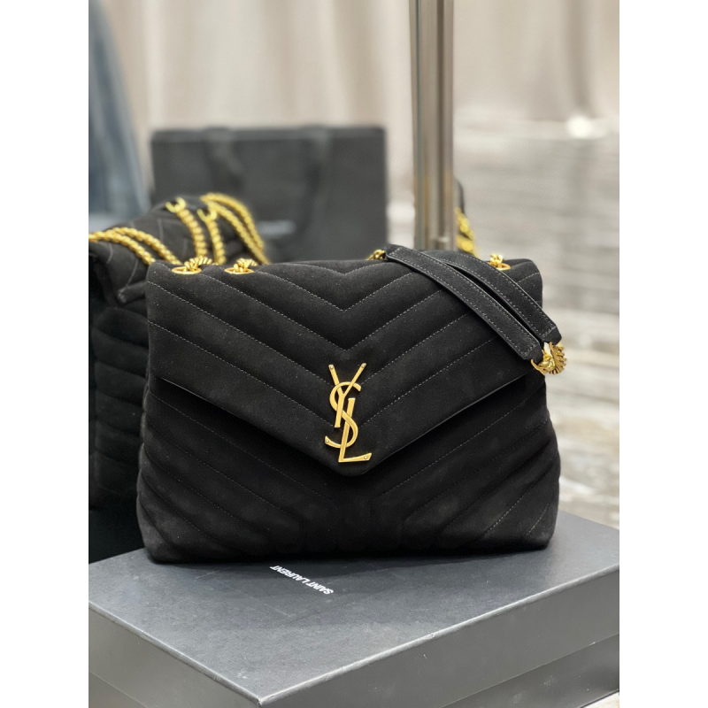 Saint Laurent Medium Loulou in Suede-Black 