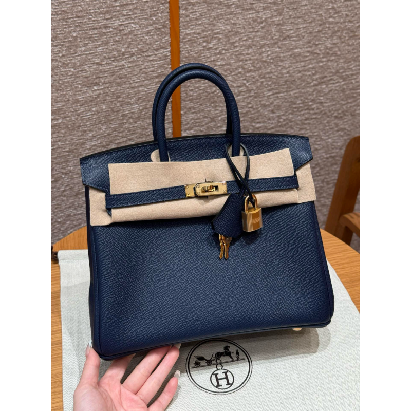 Hermes Birkin 25 / 30  in Epsom Leather-Blue Saphir