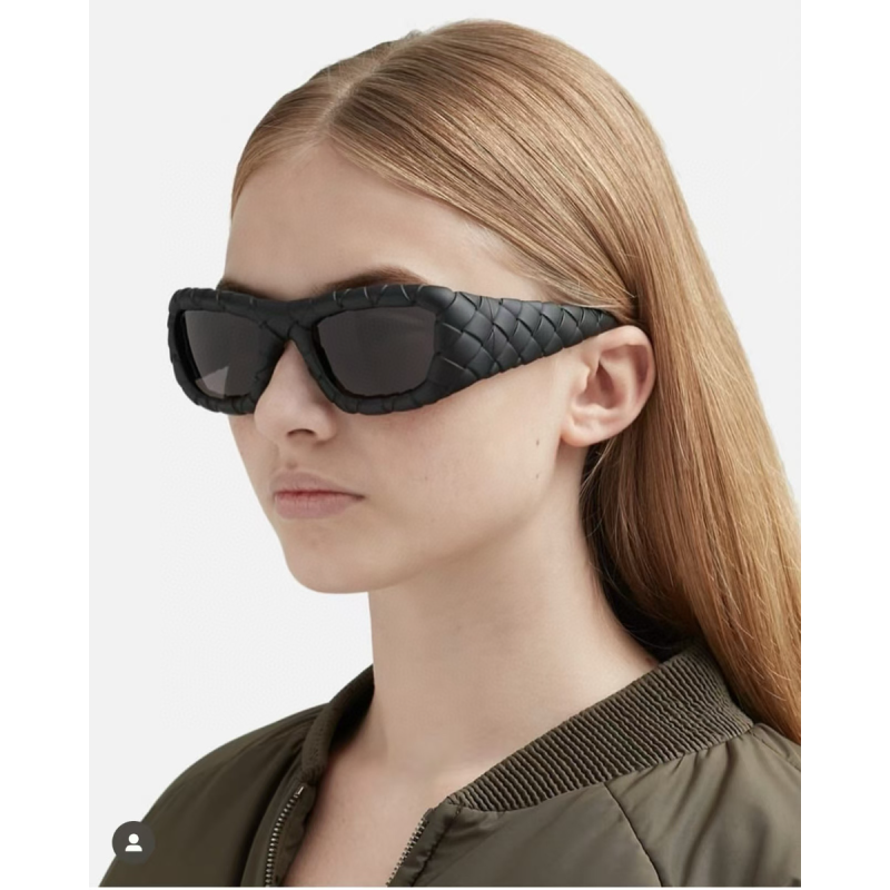 Bottega Veneta Intrecciato Rectangular Sunglasses