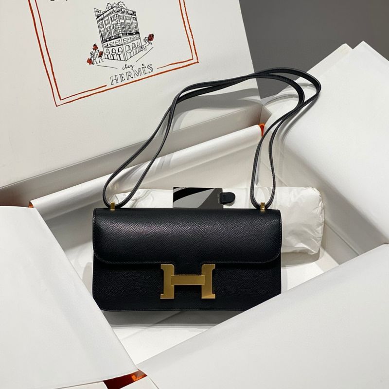 Hermes Constance Elan Shoulder Bag in Epsom Leather-Black