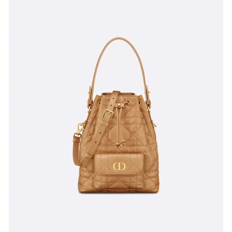 Small Dior Caro Bucket Bag-Light gold tone